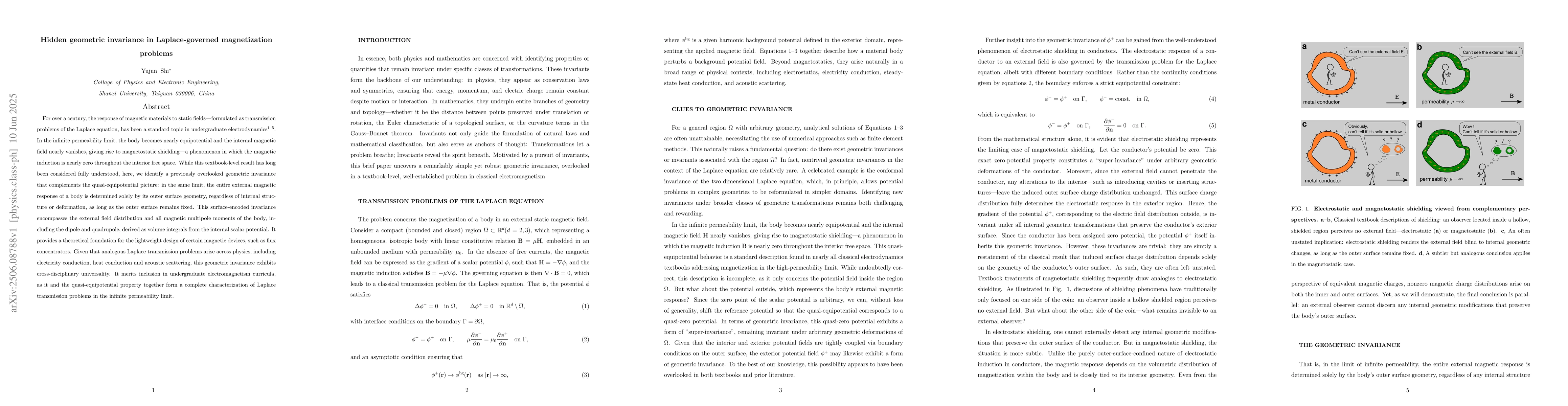 Thumbnail for Hidden geometric invariance in Laplace-governed magnetization problems