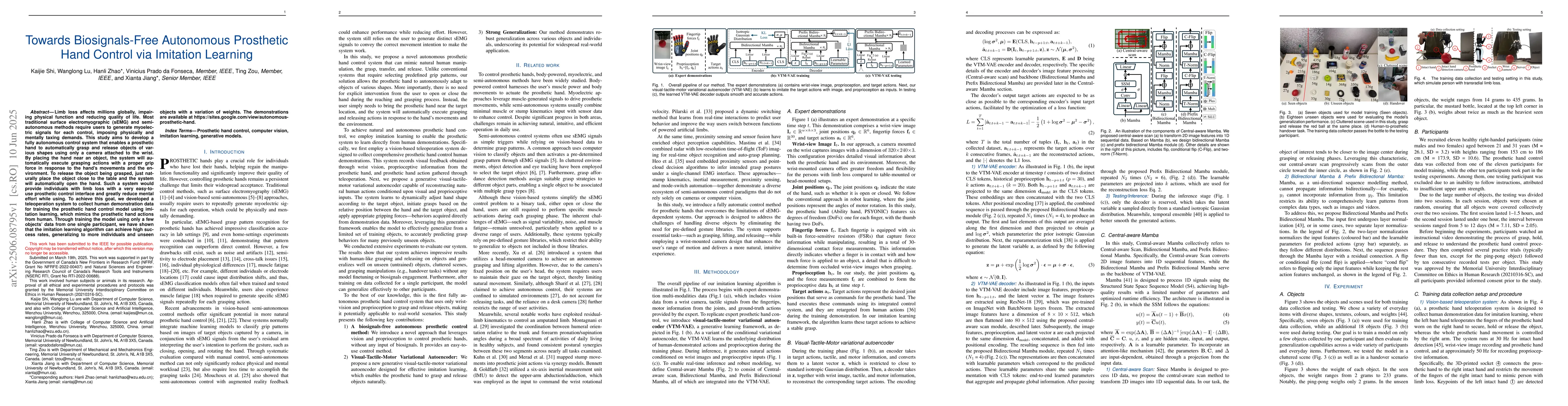 Thumbnail for Towards Biosignals-Free Autonomous Prosthetic Hand Control via Imitation
  Learning
