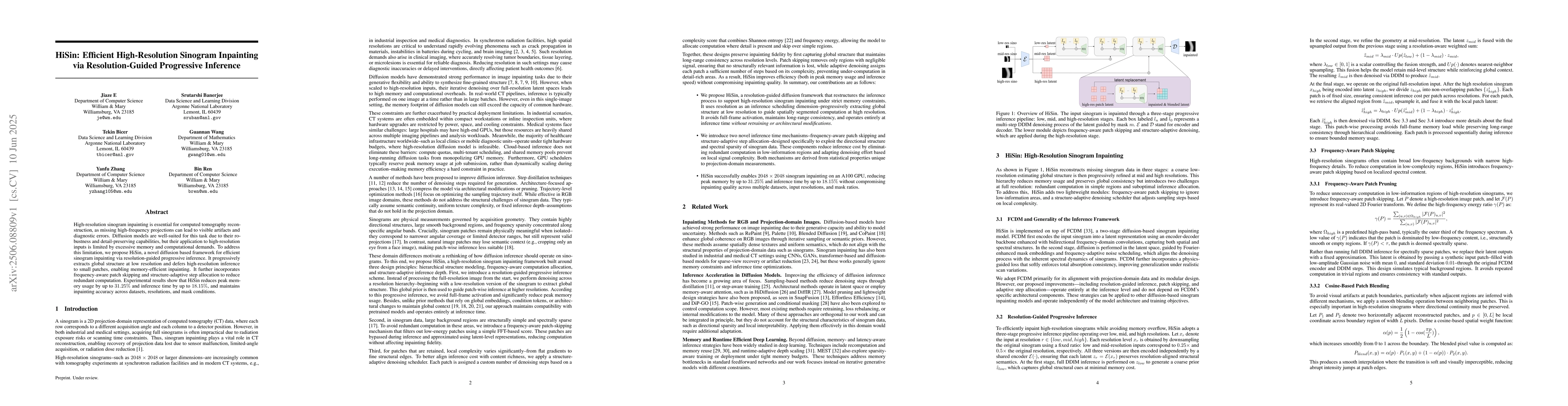 Thumbnail for HiSin: Efficient High-Resolution Sinogram Inpainting via
  Resolution-Guided Progressive Inference