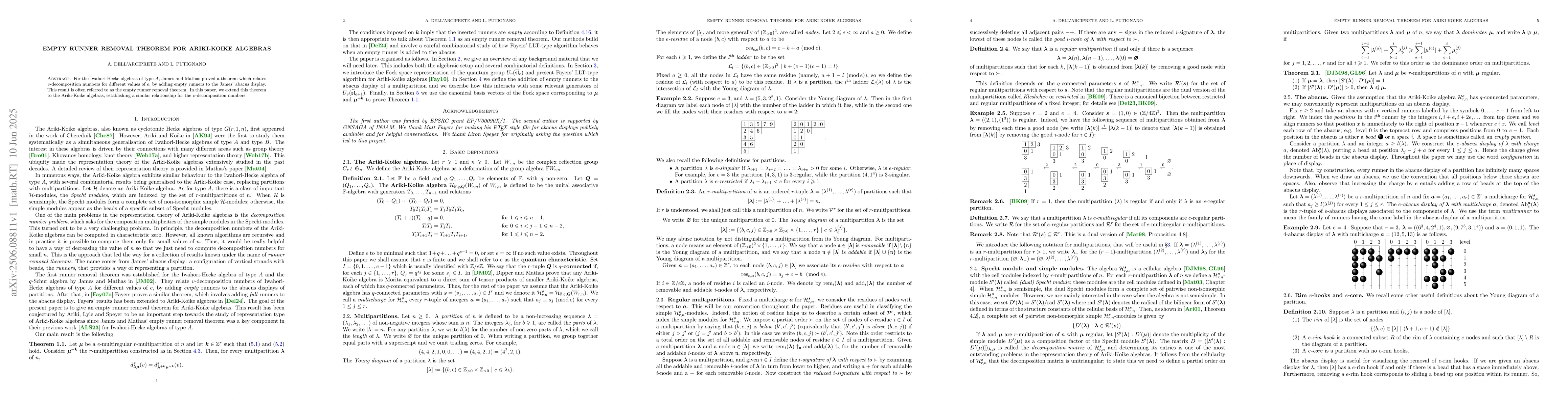 Thumbnail for Empty runner removal theorem for Ariki-Koike algebras