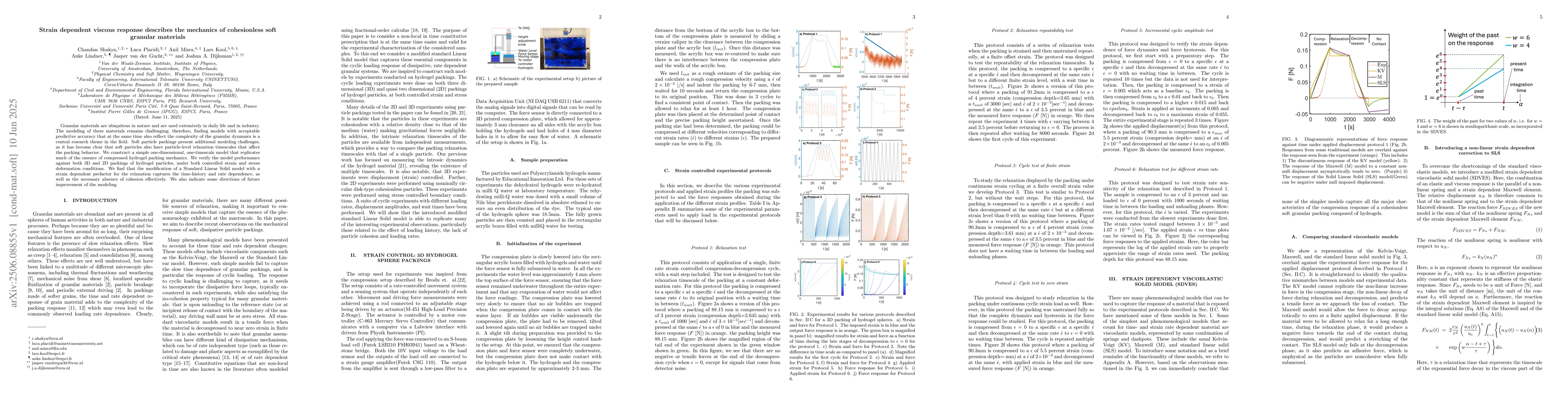 Thumbnail for Strain dependent viscous response describes the mechanics of
  cohesionless soft granular materials