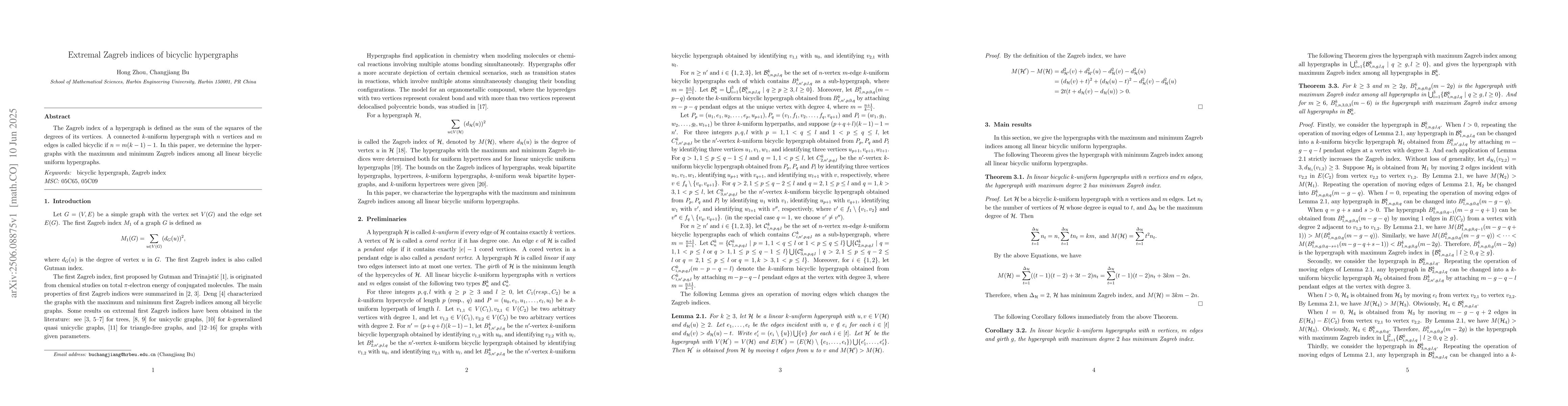 Thumbnail for Extremal Zagreb indices of bicyclic hypergraphs