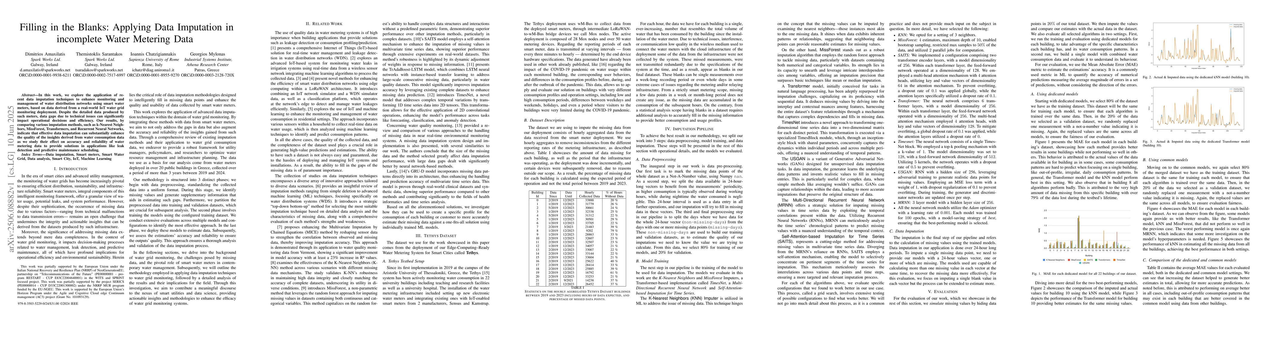 Thumbnail for Filling in the Blanks: Applying Data Imputation in incomplete Water
  Metering Data