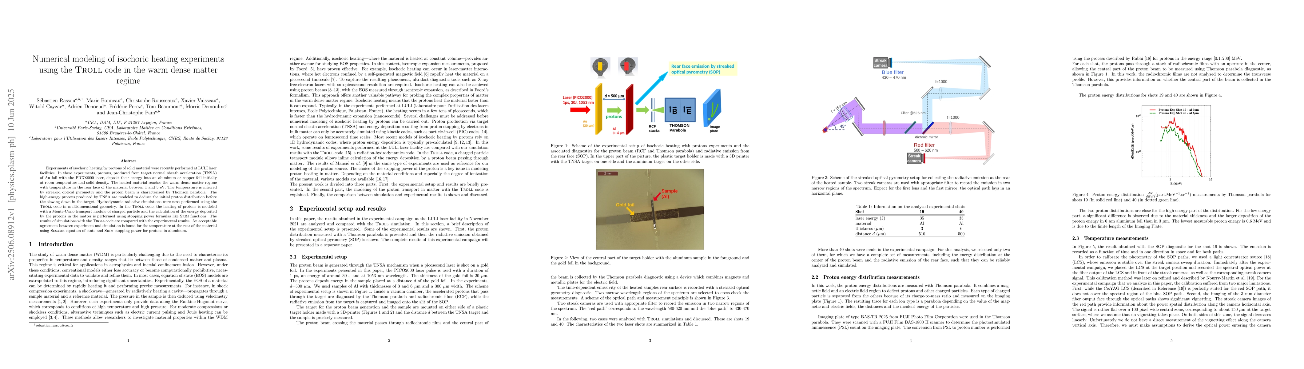 Thumbnail for Numerical modeling of isochoric heating experiments using the TROLL code
  in the warm dense matter regime