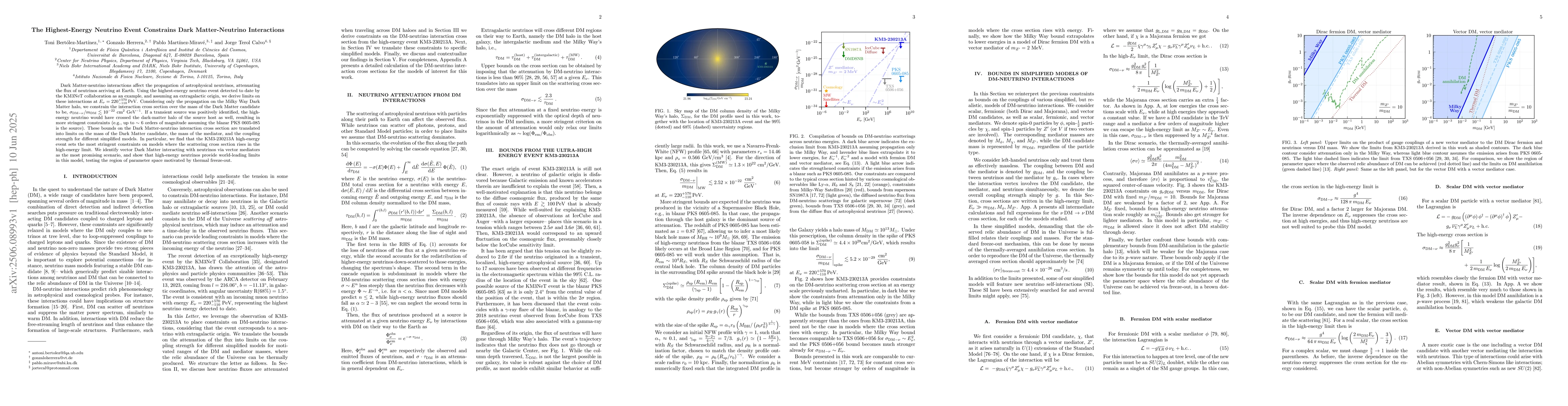 Thumbnail for The Highest-Energy Neutrino Event Constrains Dark Matter-Neutrino
  Interactions