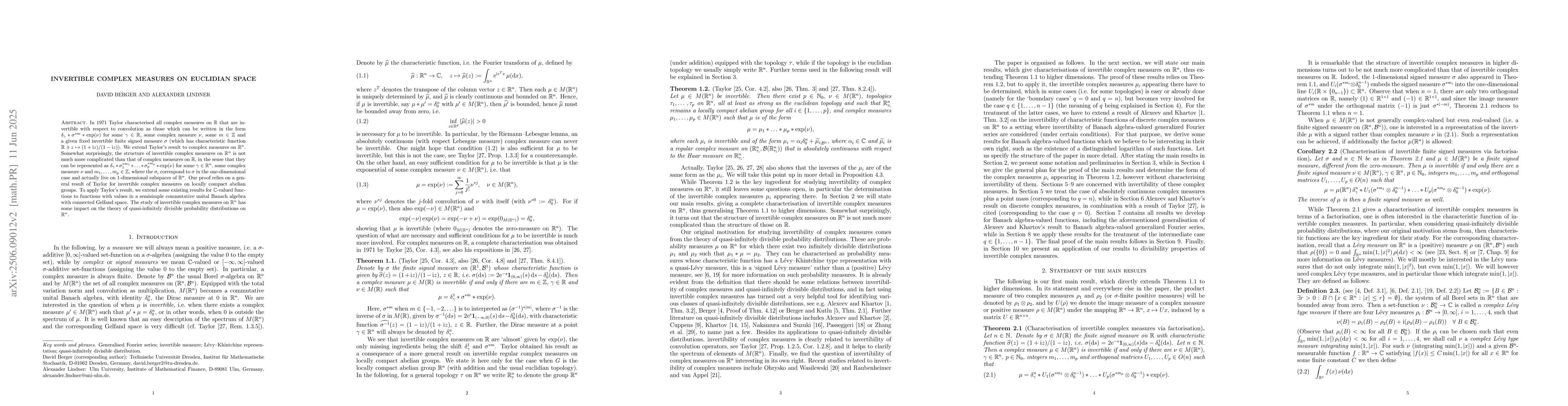 Thumbnail for Invertible Complex Measures on Euclidean Spaces