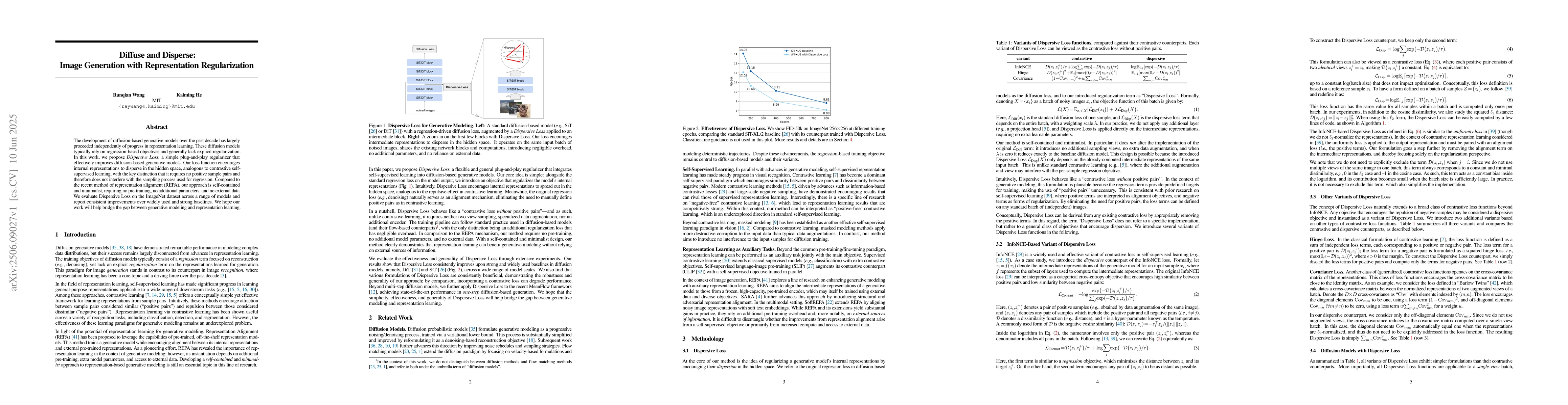 Thumbnail for Diffuse and Disperse: Image Generation with Representation
  Regularization