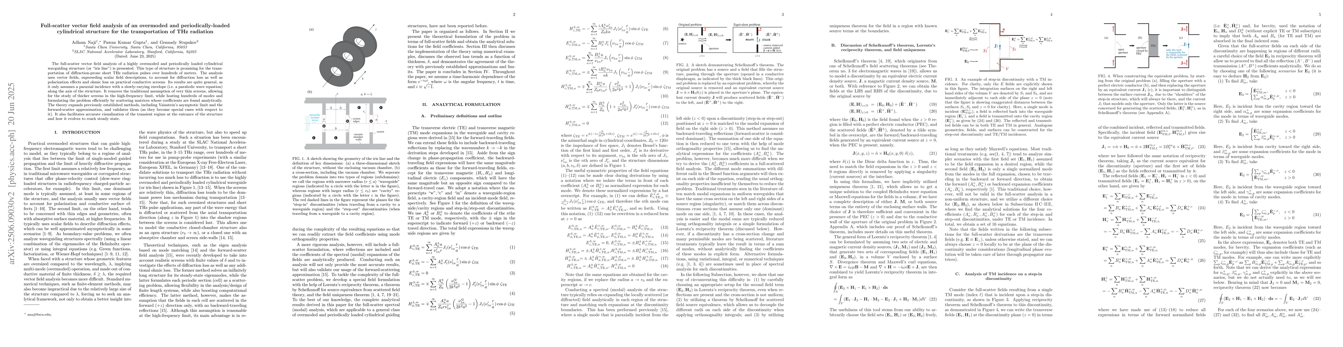 Thumbnail for Full-scatter vector field analysis of an overmoded and
  periodically-loaded cylindrical structure for the transportation of THz
  radiation