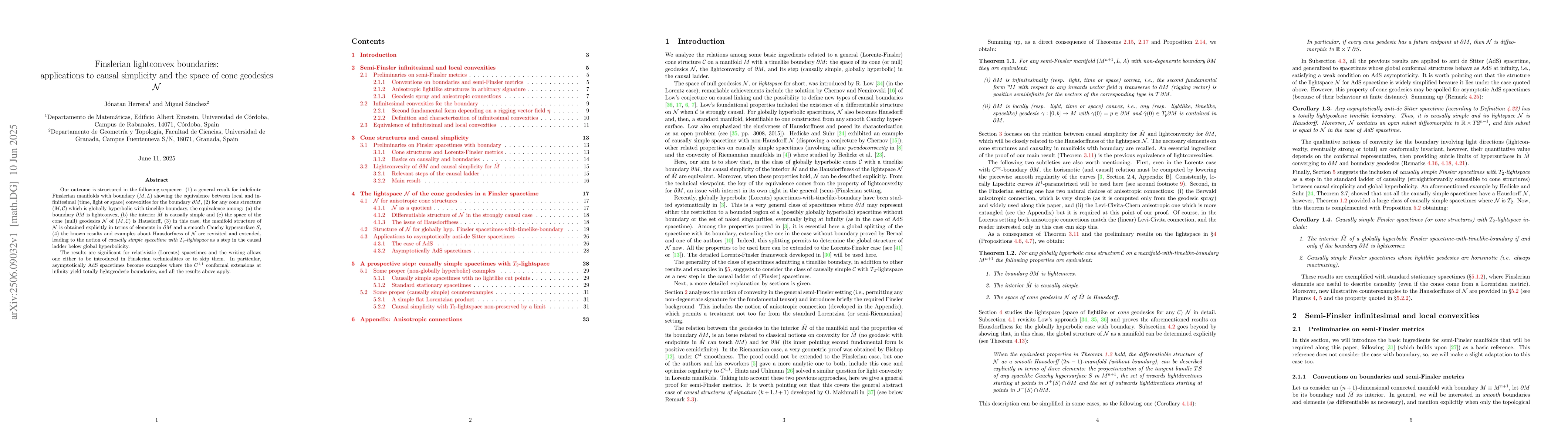 Thumbnail for Finslerian lightconvex boundaries: applications to causal simplicity and
  the space of cone geodesics $\mathcal{N}$
