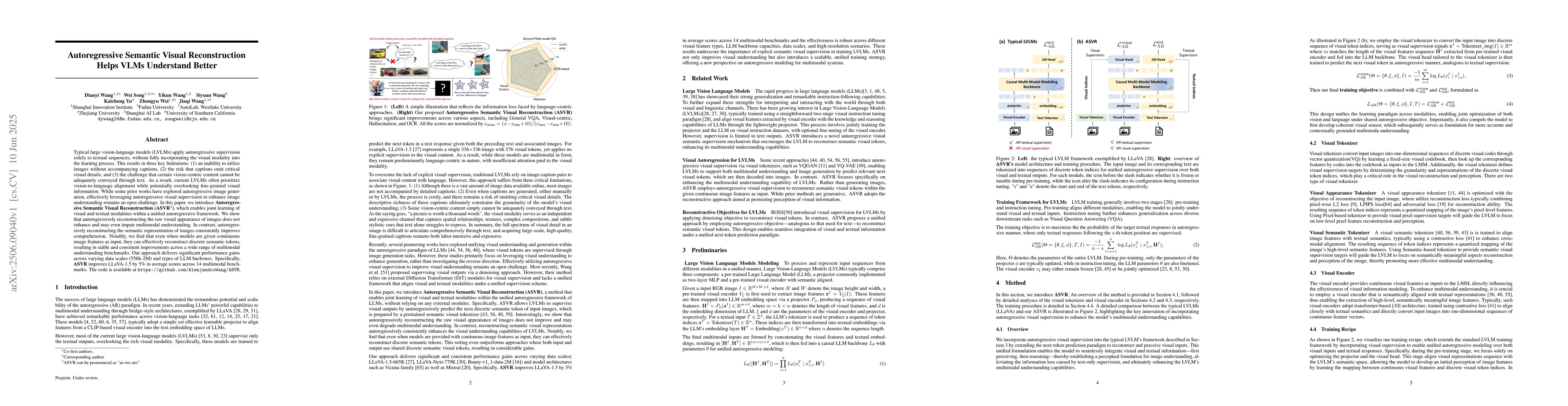 Thumbnail for Autoregressive Semantic Visual Reconstruction Helps VLMs Understand
  Better