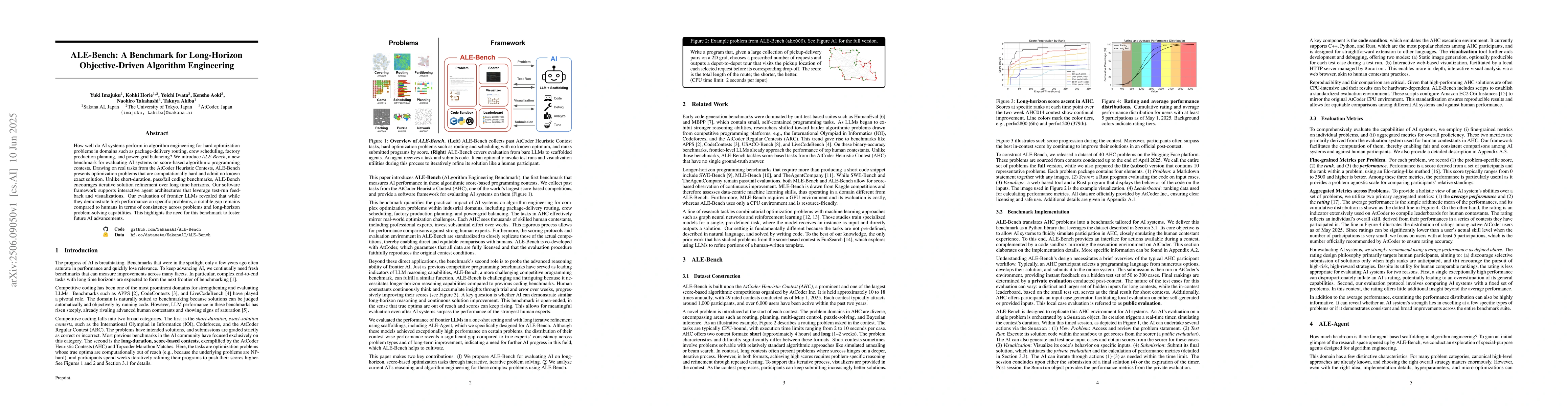 Thumbnail for ALE-Bench: A Benchmark for Long-Horizon Objective-Driven Algorithm
  Engineering