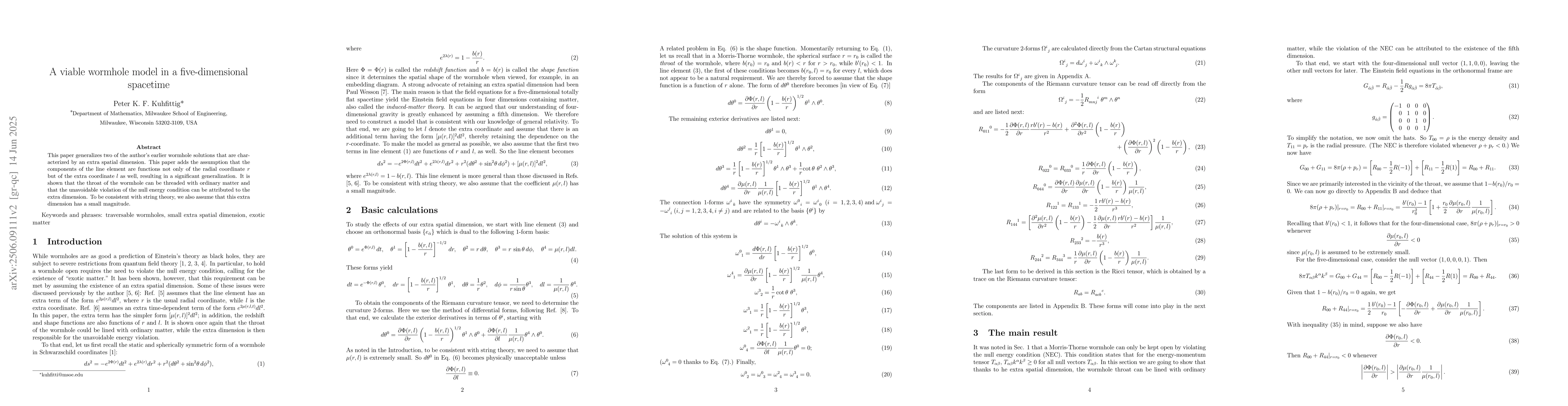 Thumbnail for A viable wormhole model in a five-dimensional spacetime