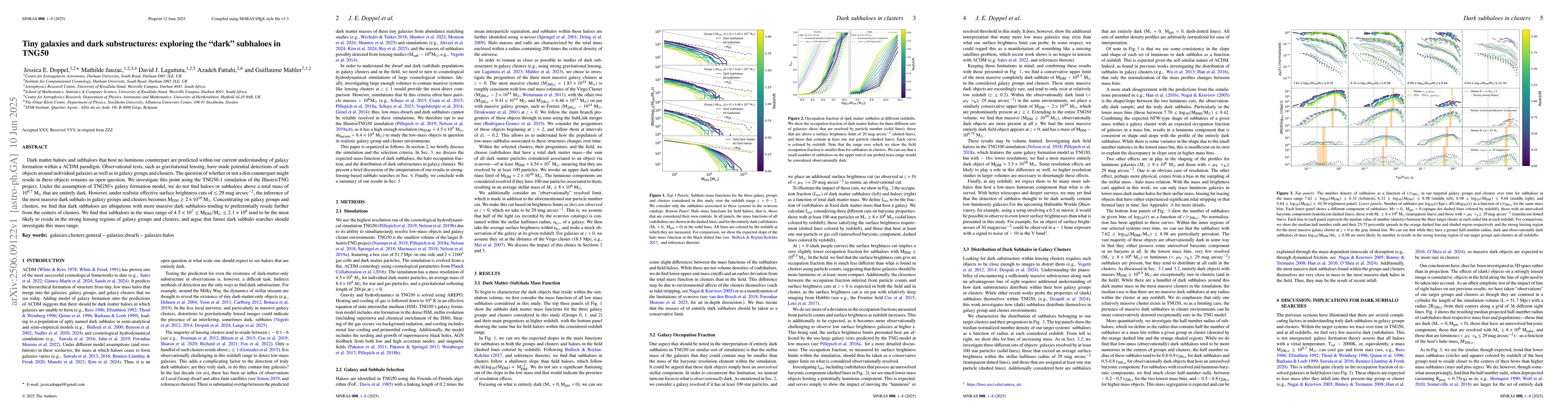 Thumbnail for Tiny galaxies and dark substructures: exploring the "dark" subhaloes in
  TNG50