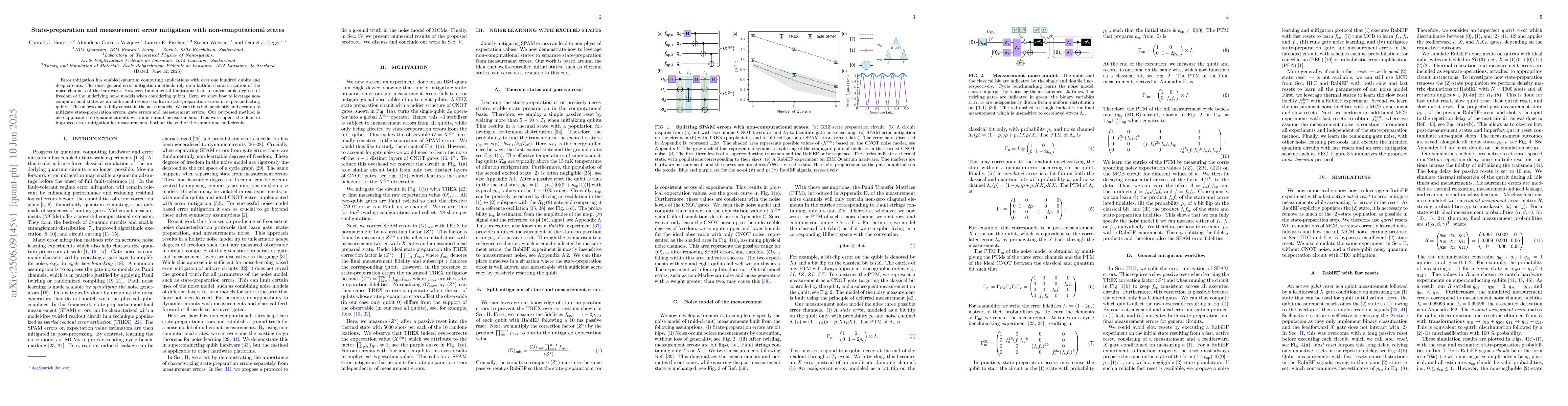 Thumbnail for State-preparation and measurement error mitigation with
  non-computational states