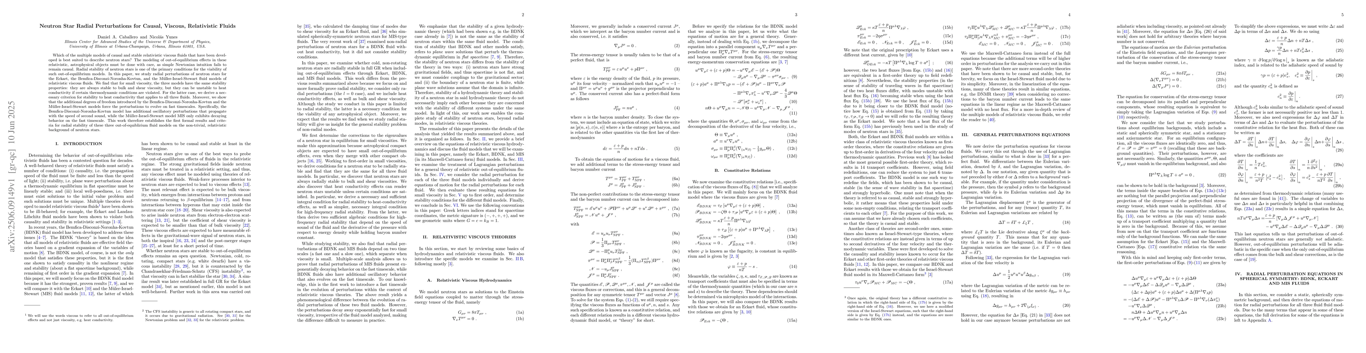 Thumbnail for Neutron Star Radial Perturbations for Causal, Viscous, Relativistic
  Fluids
