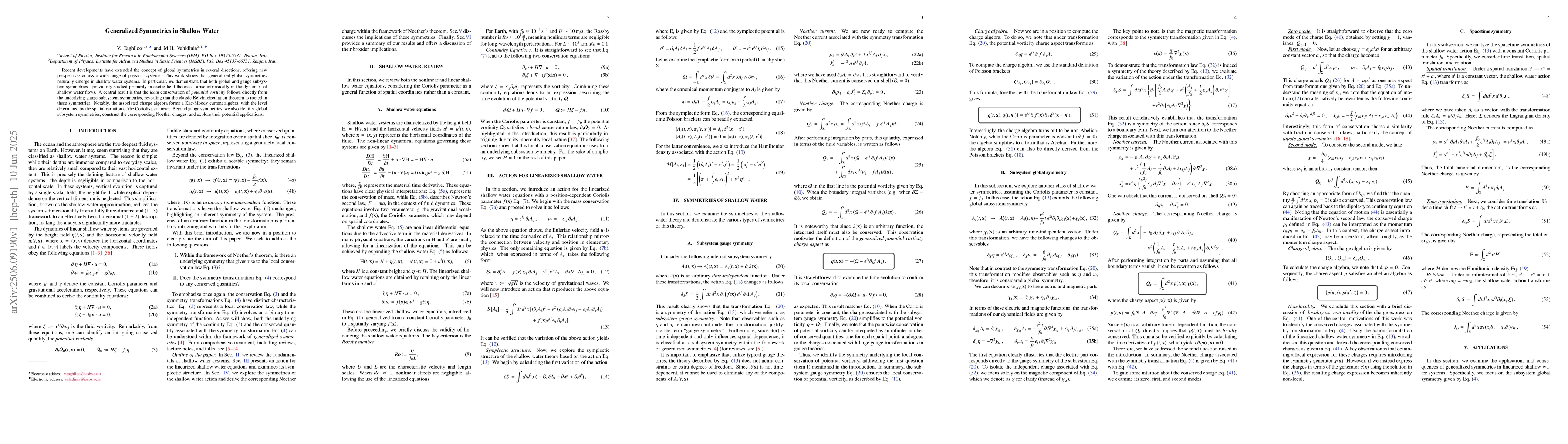 Thumbnail for Generalized Symmetries in Shallow Water