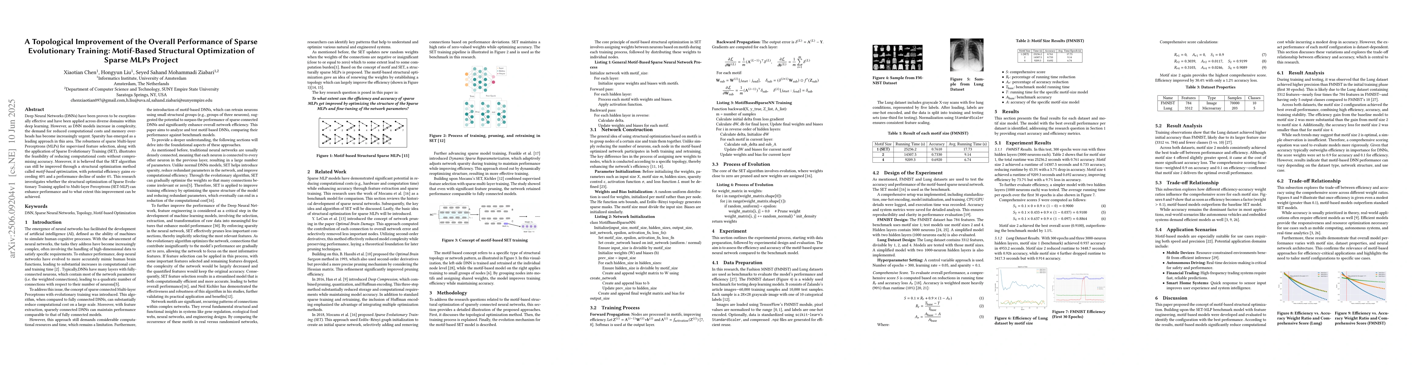 Thumbnail for A Topological Improvement of the Overall Performance of Sparse
  Evolutionary Training: Motif-Based Structural Optimization of Sparse MLPs
  Project