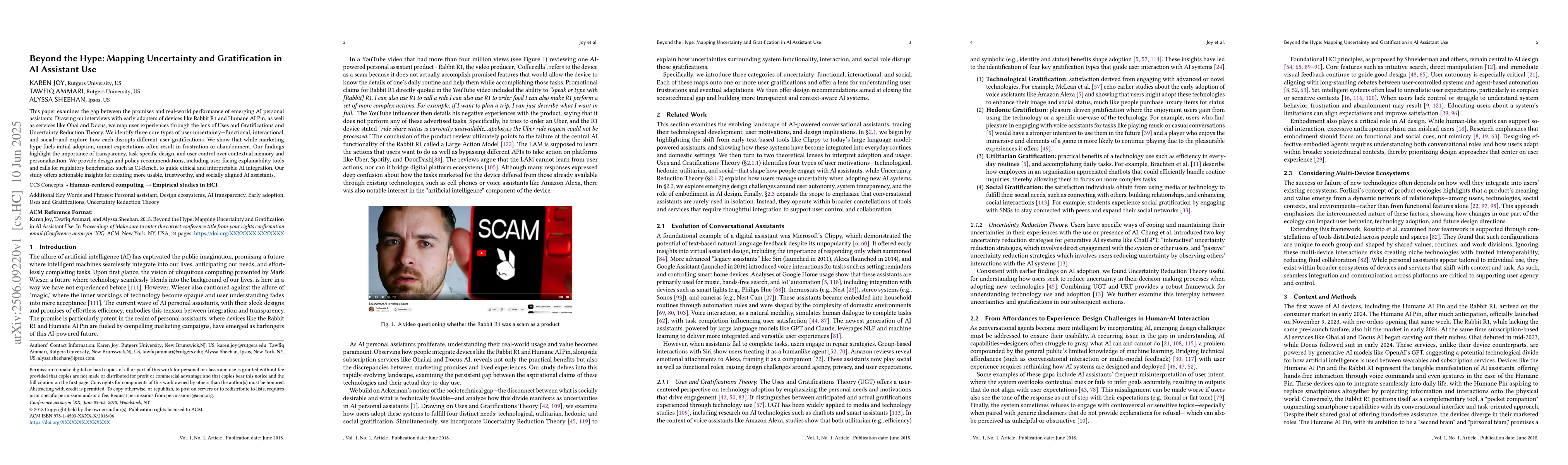 Thumbnail for Beyond the Hype: Mapping Uncertainty and Gratification in AI Assistant
  Use