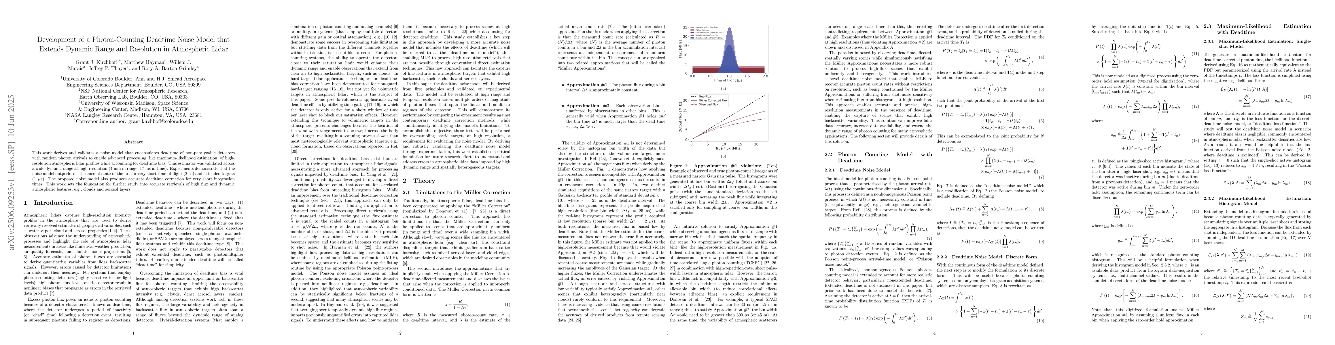Thumbnail for Development of a Photon-Counting Deadtime Noise Model that Extends
  Dynamic Range and Resolution in Atmospheric Lidar