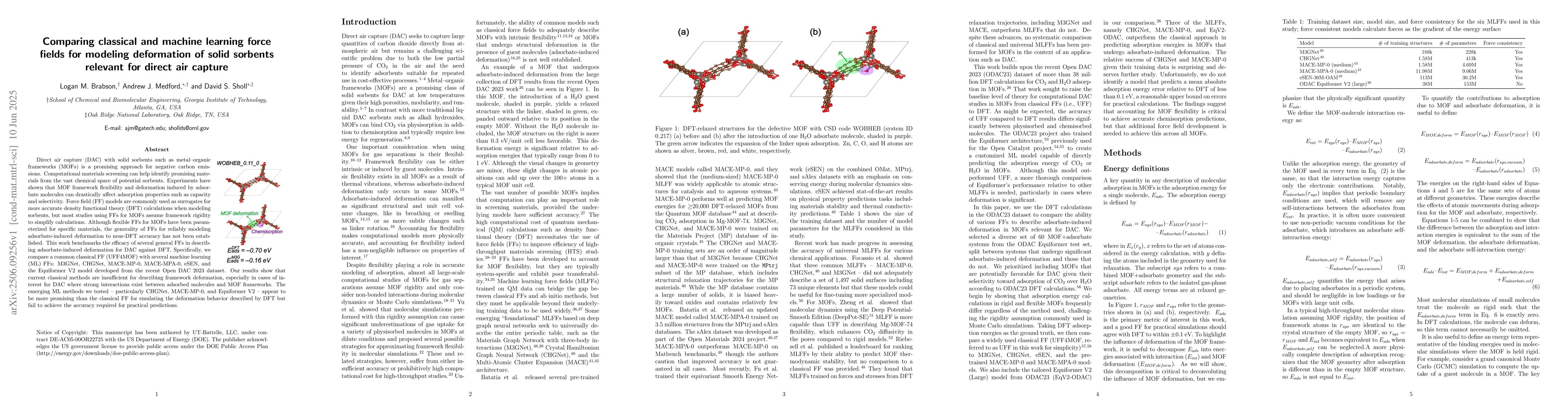 Thumbnail for Comparing classical and machine learning force fields for modeling
  deformation of solid sorbents relevant for direct air capture