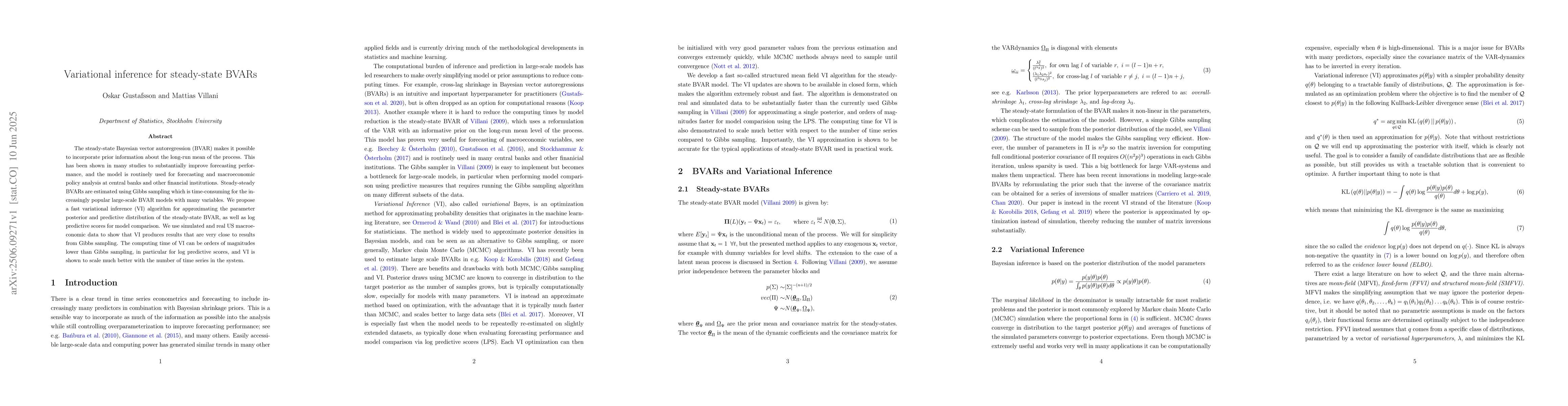 Thumbnail for Variational inference for steady-state BVARs