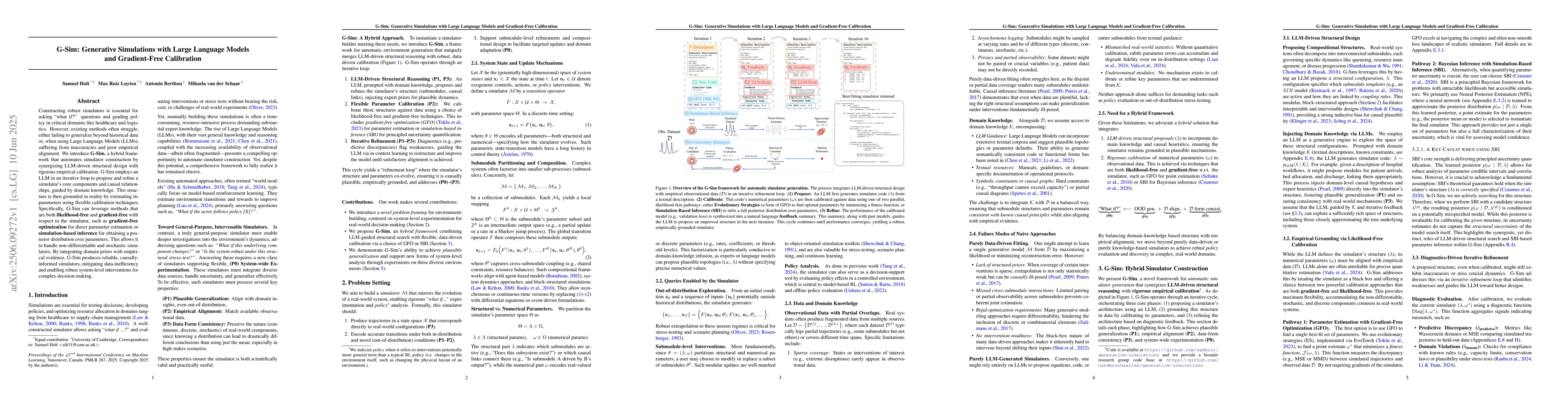 Thumbnail for G-Sim: Generative Simulations with Large Language Models and
  Gradient-Free Calibration