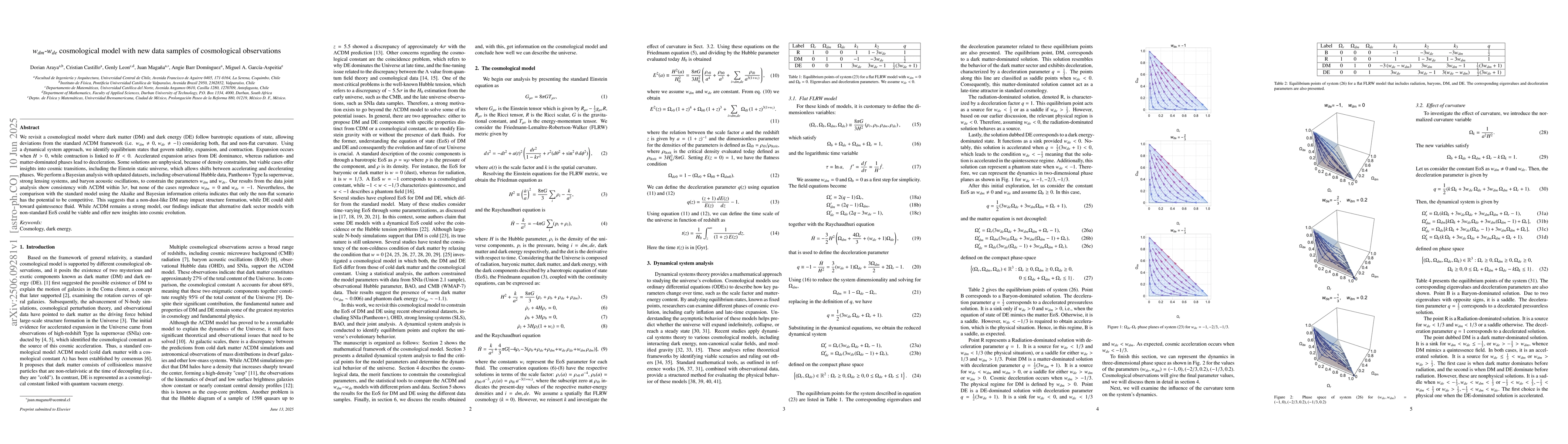 Thumbnail for $w_{dm}$-$w_{de}$ cosmological model with new data samples of
  cosmological observations