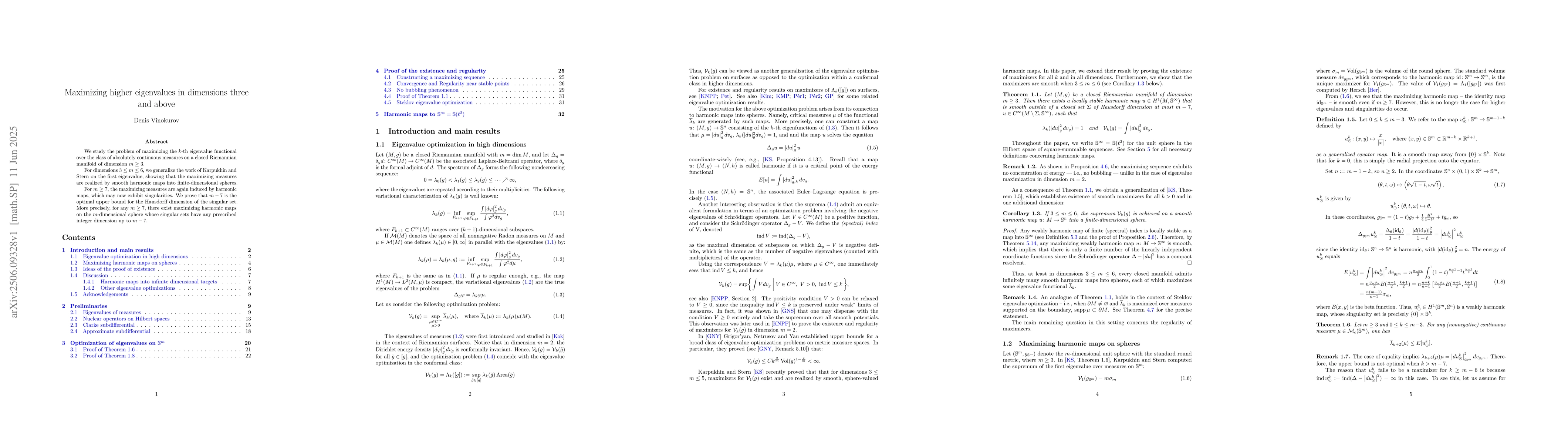 Thumbnail for Maximizing higher eigenvalues in dimensions three and above