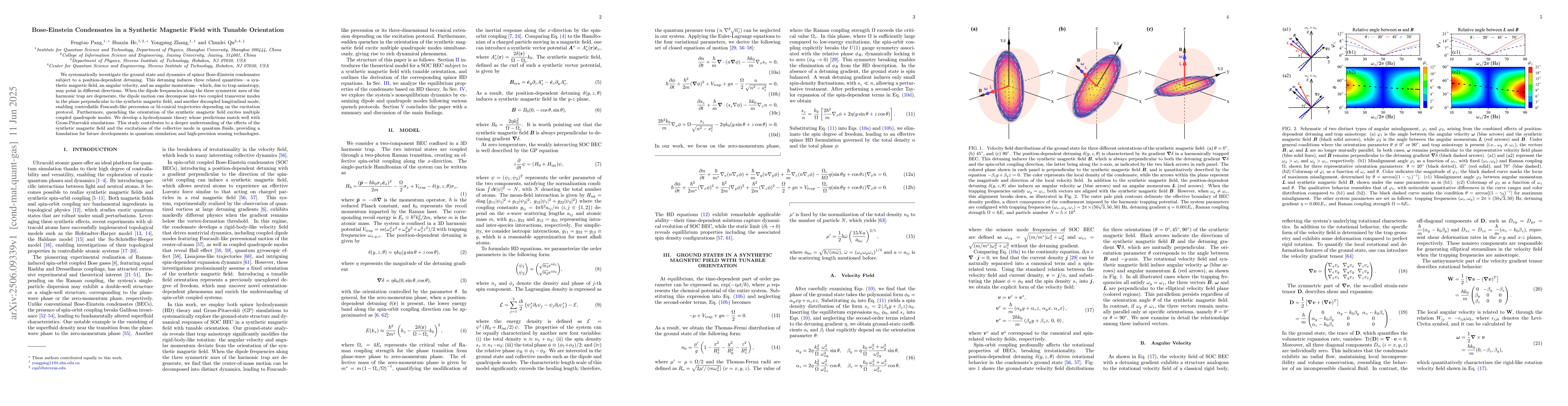 Thumbnail for Bose-Einstein Condensates in a Synthetic Magnetic Field with Tunable
  Orientation