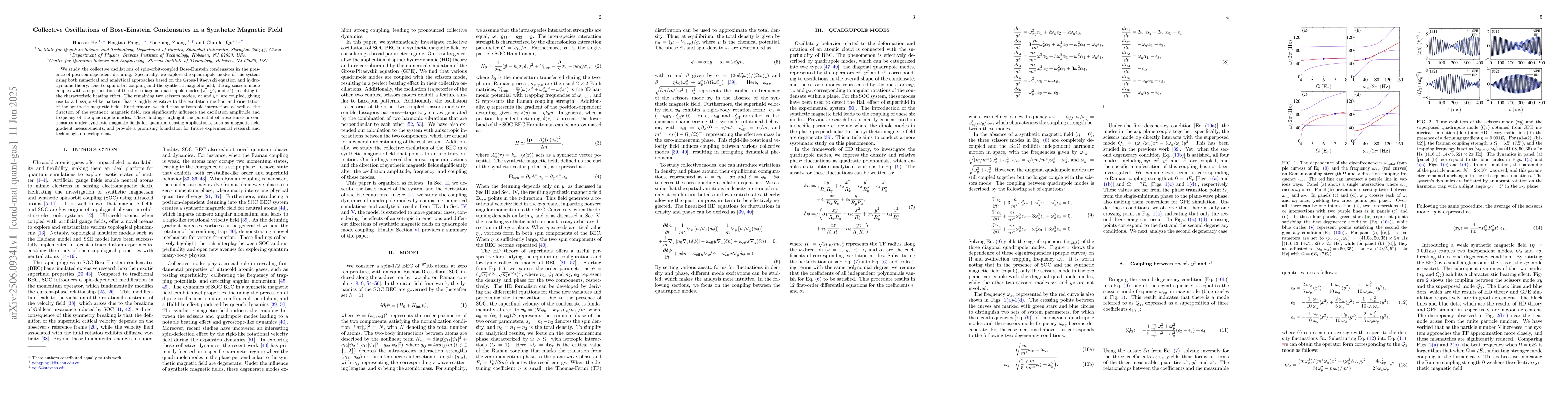 Thumbnail for Collective Oscillations of Bose-Einstein Condensates in a Synthetic
  Magnetic Field