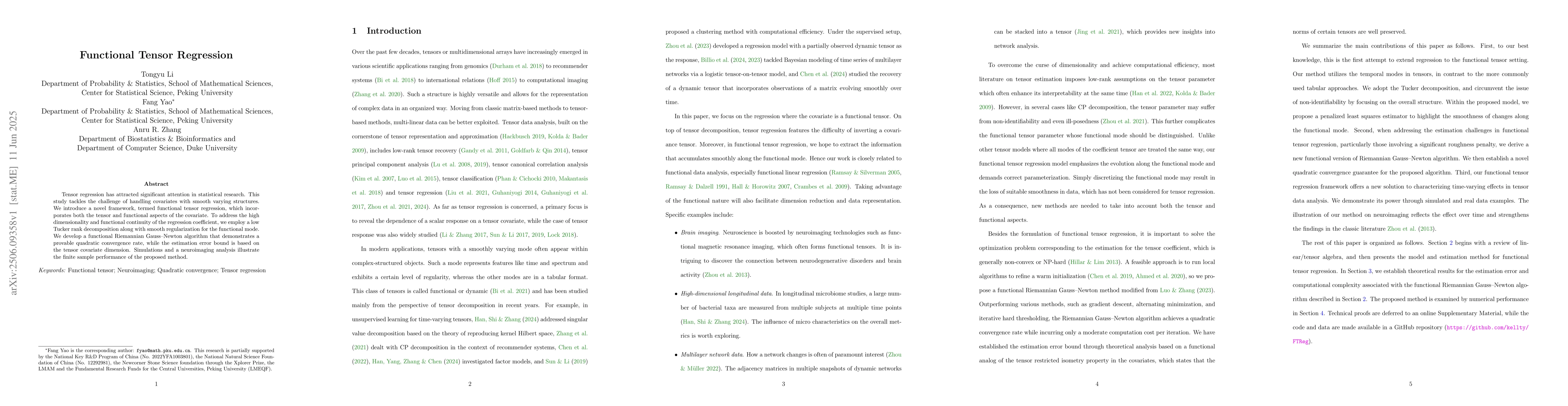 Thumbnail for Functional Tensor Regression