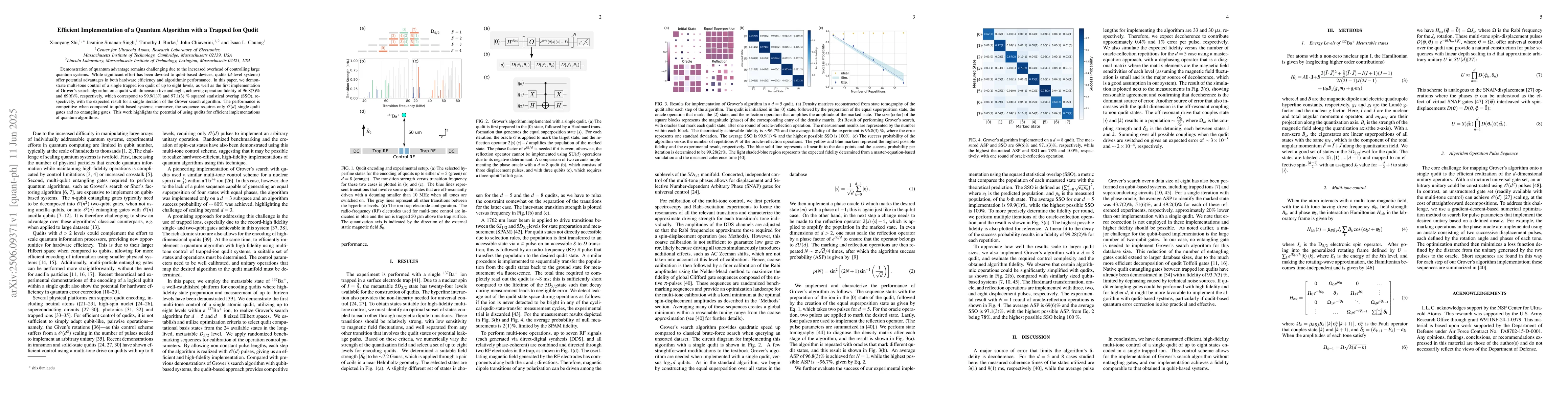 Thumbnail for Efficient Implementation of a Quantum Algorithm with a Trapped Ion Qudit