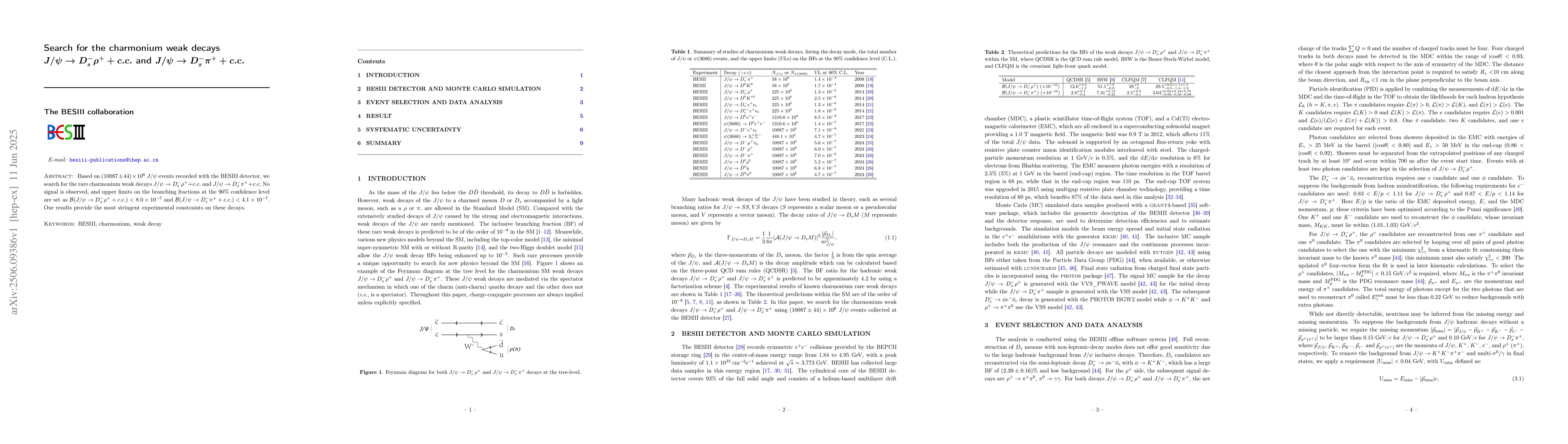 Thumbnail for Search for the charmonium weak decays $J/ψ\to D_{s}^{-}ρ^{+}+c.c.$
  and $J/ψ\to D_{s}^{-}π^{+}+c.c.$