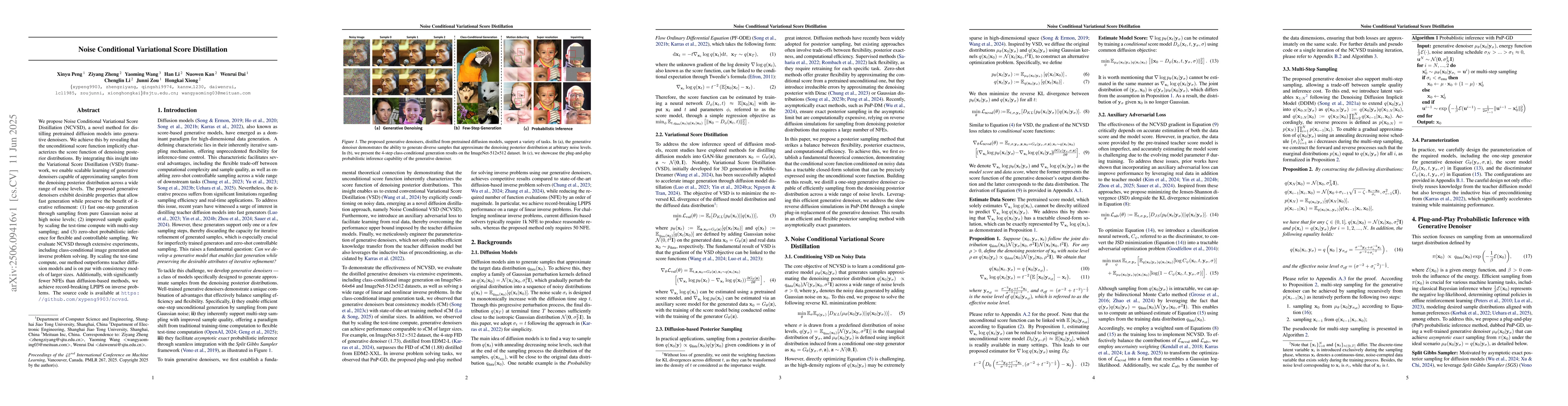 Thumbnail for Noise Conditional Variational Score Distillation