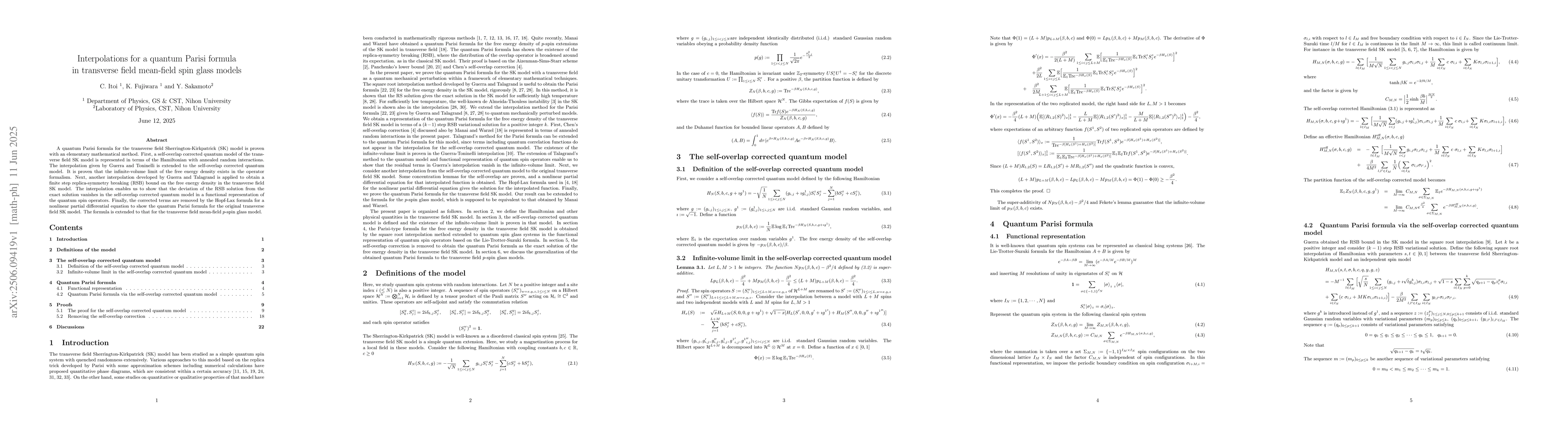 Thumbnail for Interpolations for a quantum Parisi formula in transverse field
  mean-field spin glass models