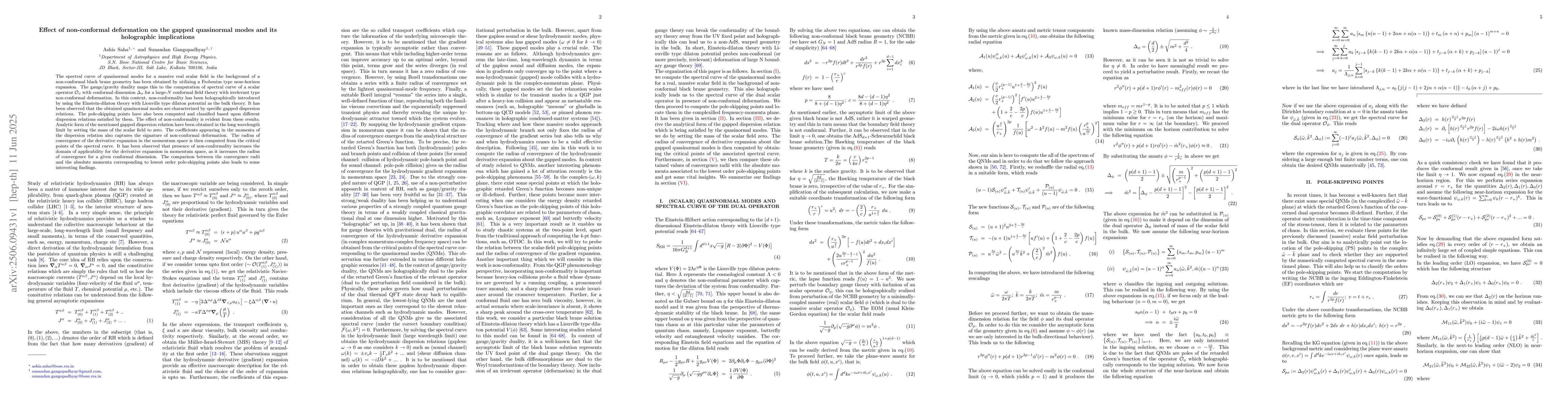 Thumbnail for Effect of non-conformal deformation on the gapped quasinormal modes and
  its holographic implications