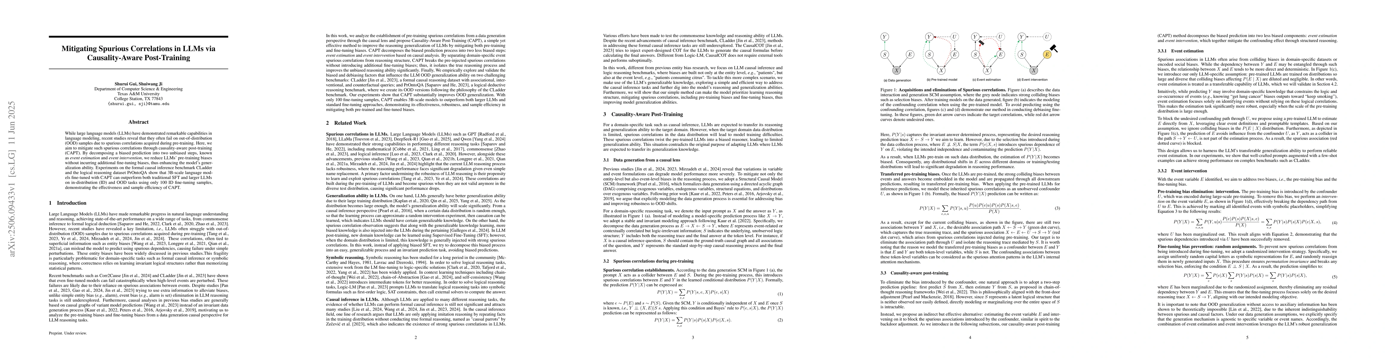 Thumbnail for Mitigating Spurious Correlations in LLMs via Causality-Aware
  Post-Training