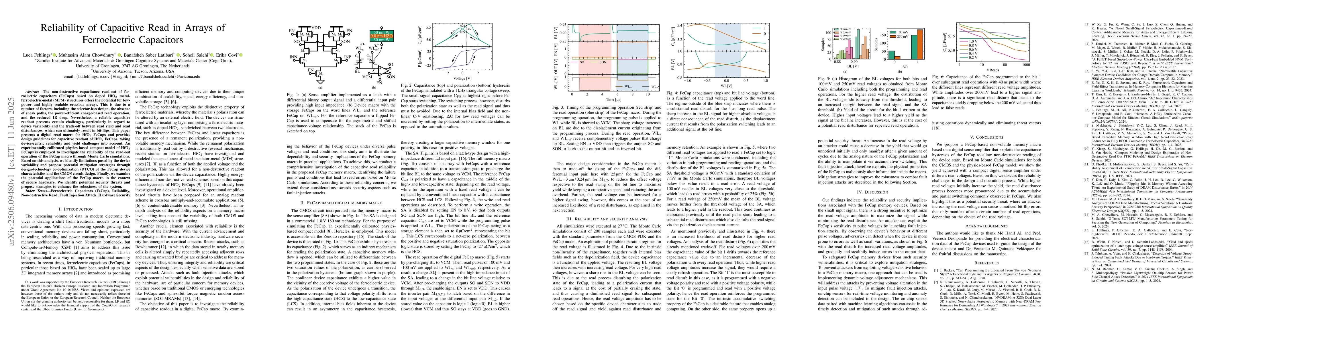 Thumbnail for Reliability of Capacitive Read in Arrays of Ferroelectric Capacitors