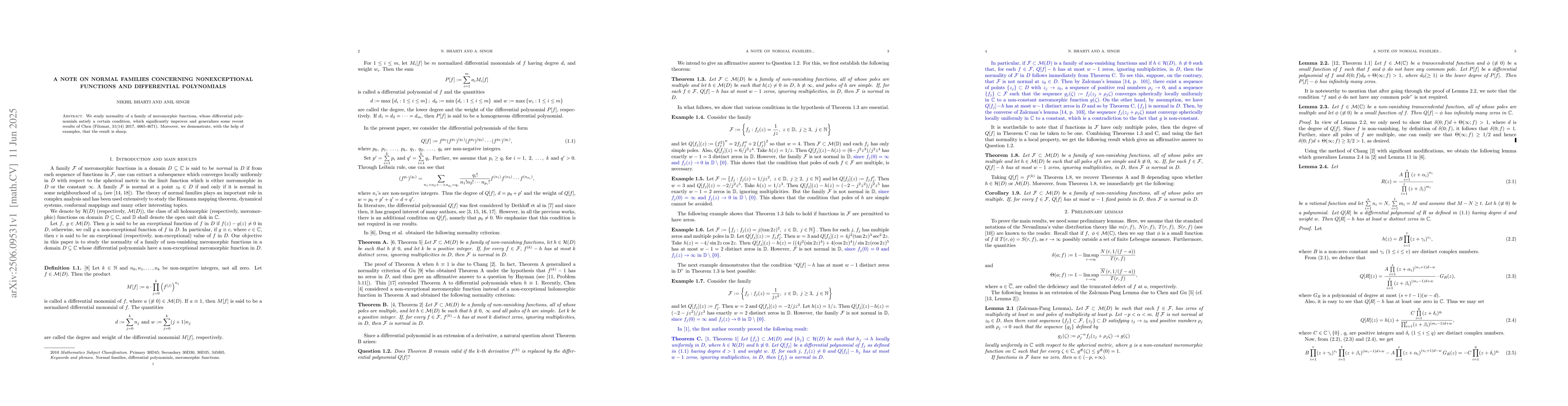 Thumbnail for A Note on Normal Families Concerning Nonexceptional Functions and
  Differential Polynomials
