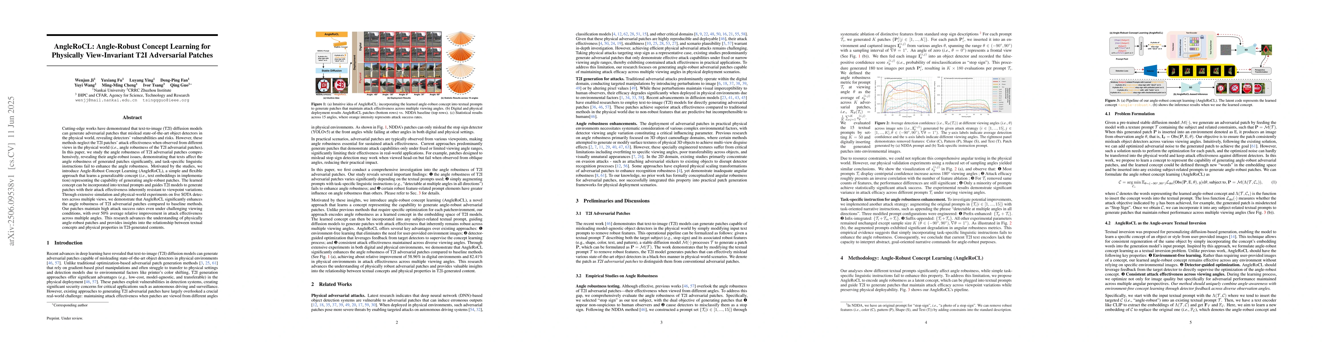 Thumbnail for AngleRoCL: Angle-Robust Concept Learning for Physically View-Invariant
  T2I Adversarial Patches