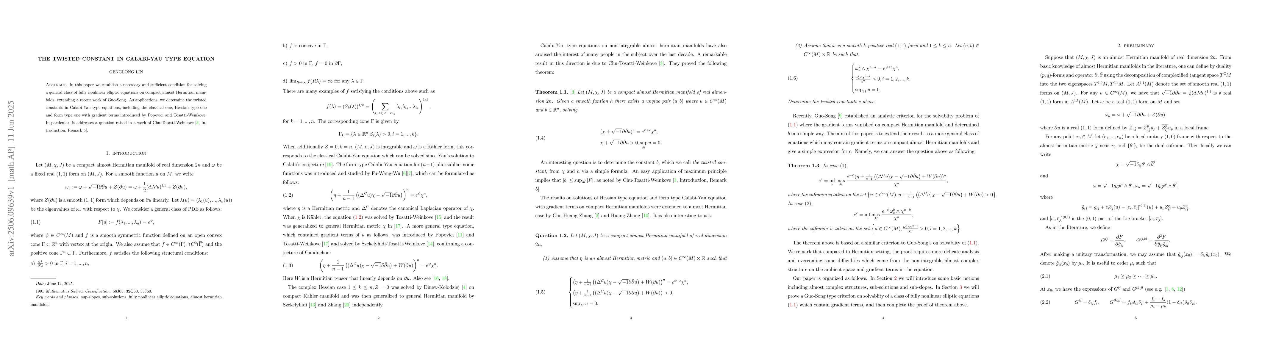 Thumbnail for The twisted constant in Calabi-Yau type equation