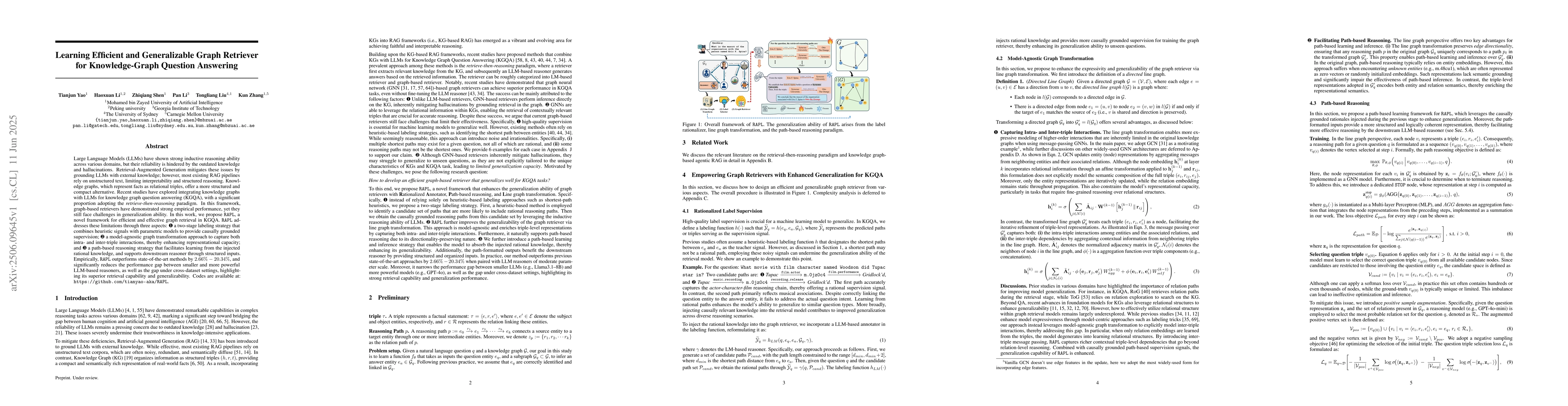 Thumbnail for Learning Efficient and Generalizable Graph Retriever for Knowledge-Graph
  Question Answering