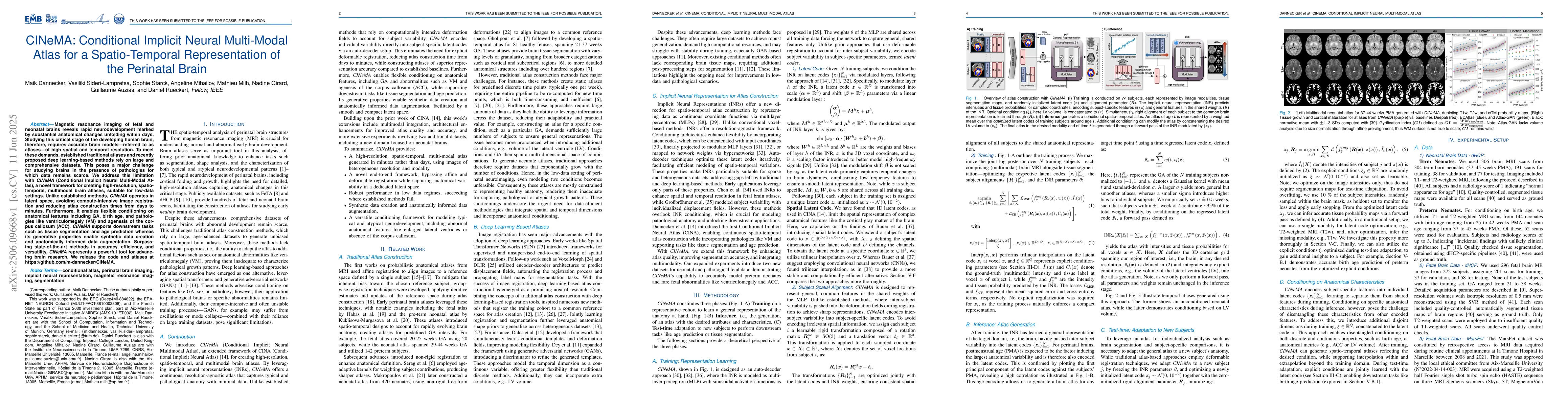 Thumbnail for CINeMA: Conditional Implicit Neural Multi-Modal Atlas for a
  Spatio-Temporal Representation of the Perinatal Brain