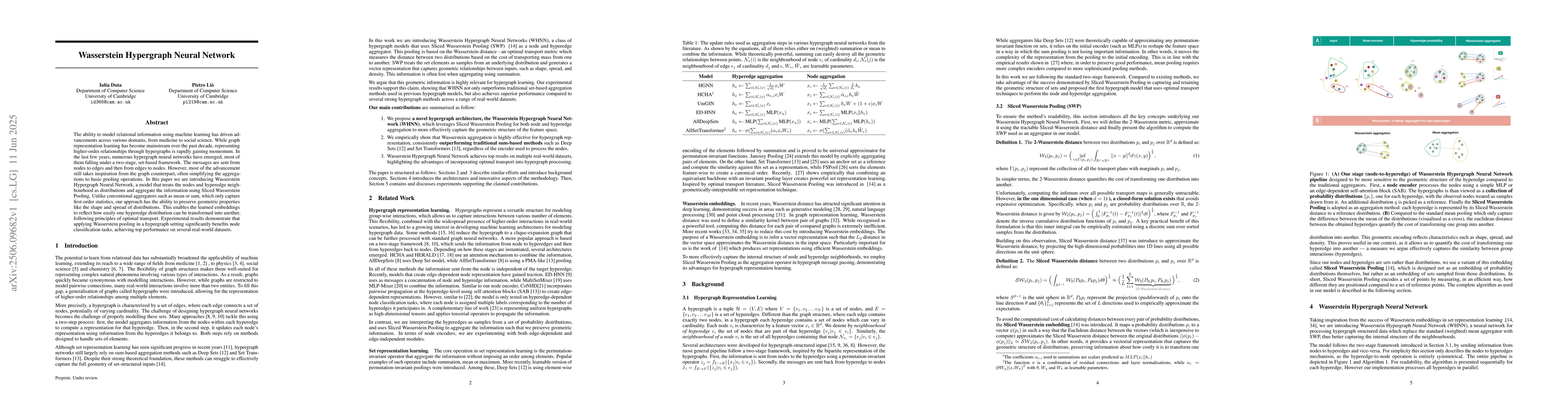 Thumbnail for Wasserstein Hypergraph Neural Network