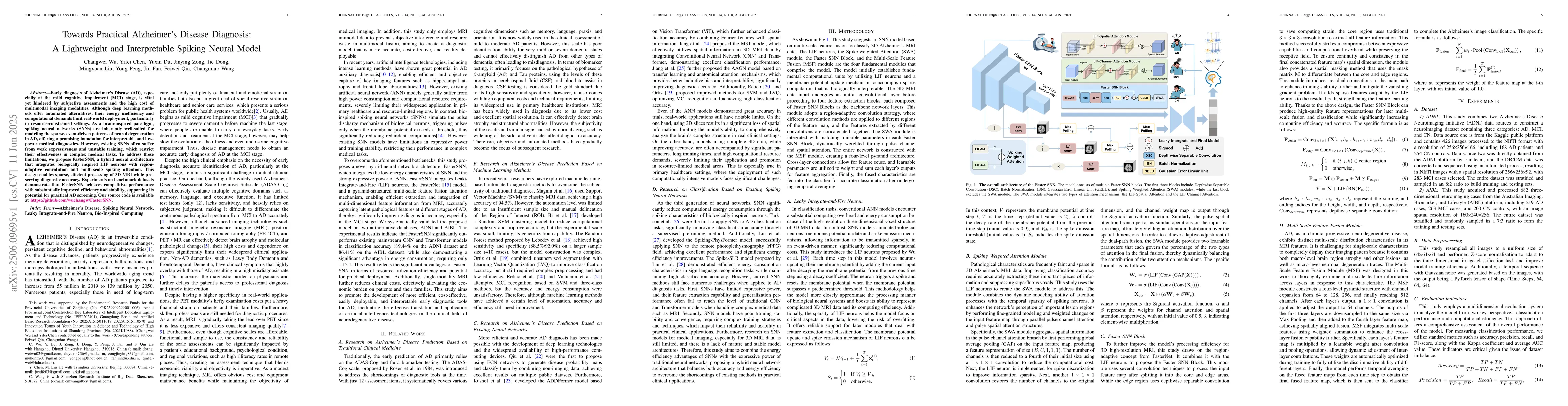 Thumbnail for Towards Practical Alzheimer's Disease Diagnosis: A Lightweight and
  Interpretable Spiking Neural Model