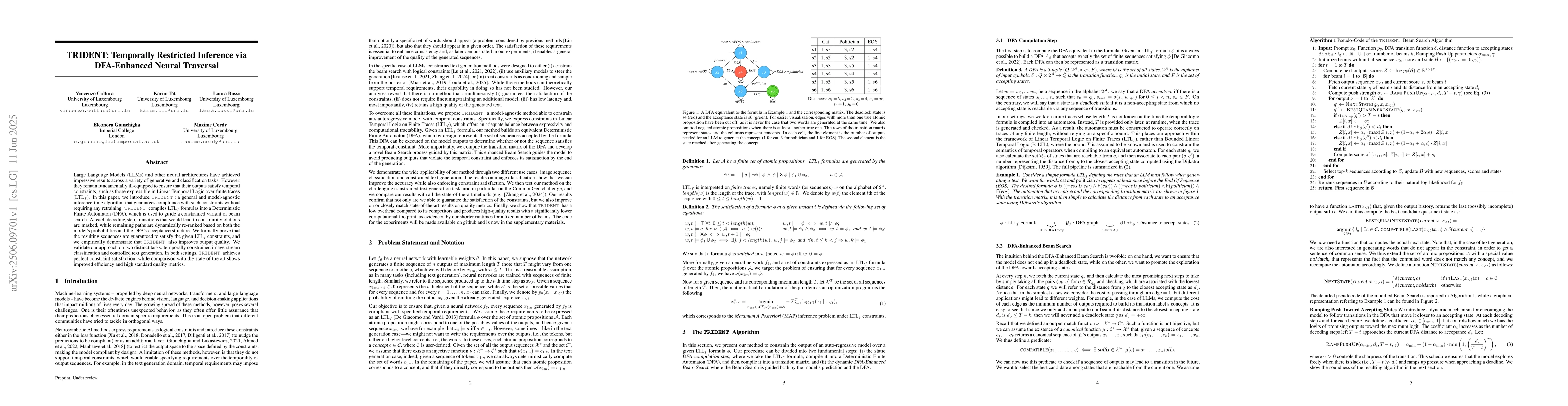 Thumbnail for TRIDENT: Temporally Restricted Inference via DFA-Enhanced Neural
  Traversal