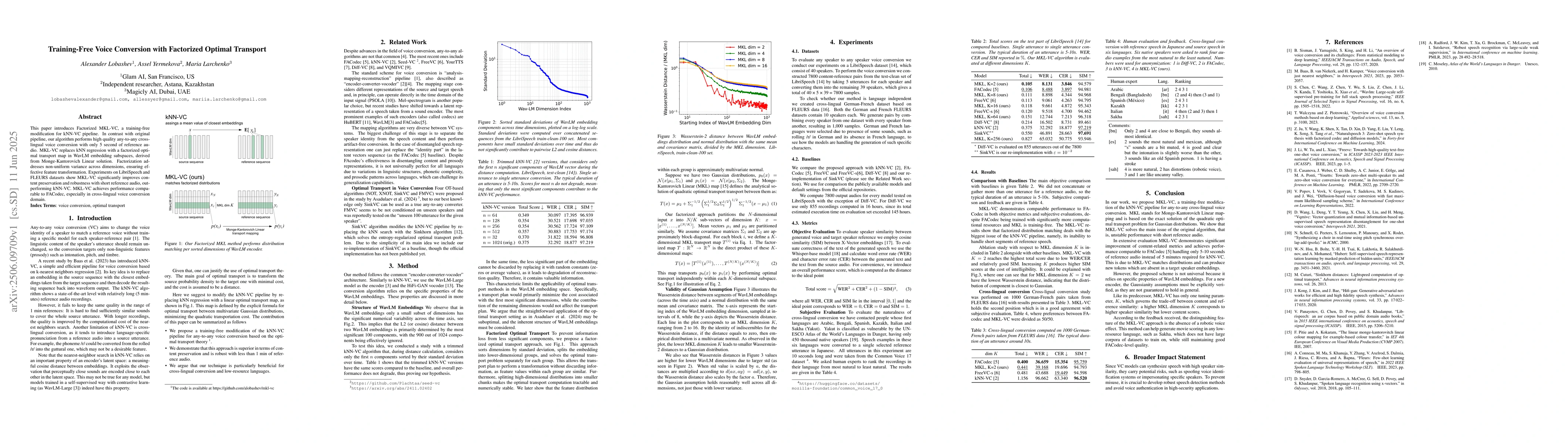 Thumbnail for Training-Free Voice Conversion with Factorized Optimal Transport
