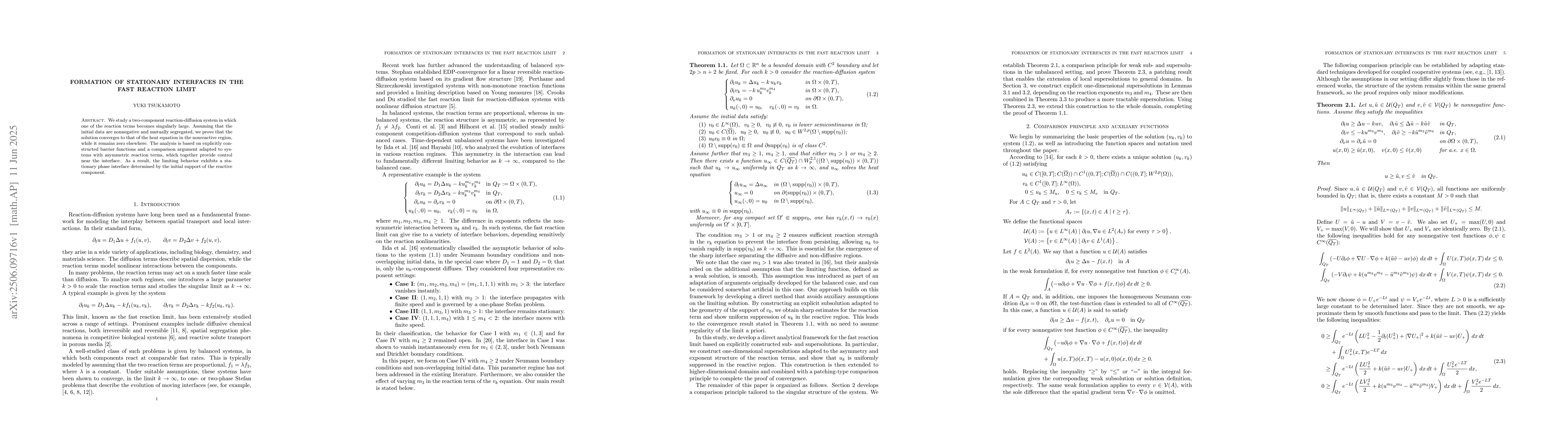 Thumbnail for Formation of stationary interfaces in the fast reaction limit