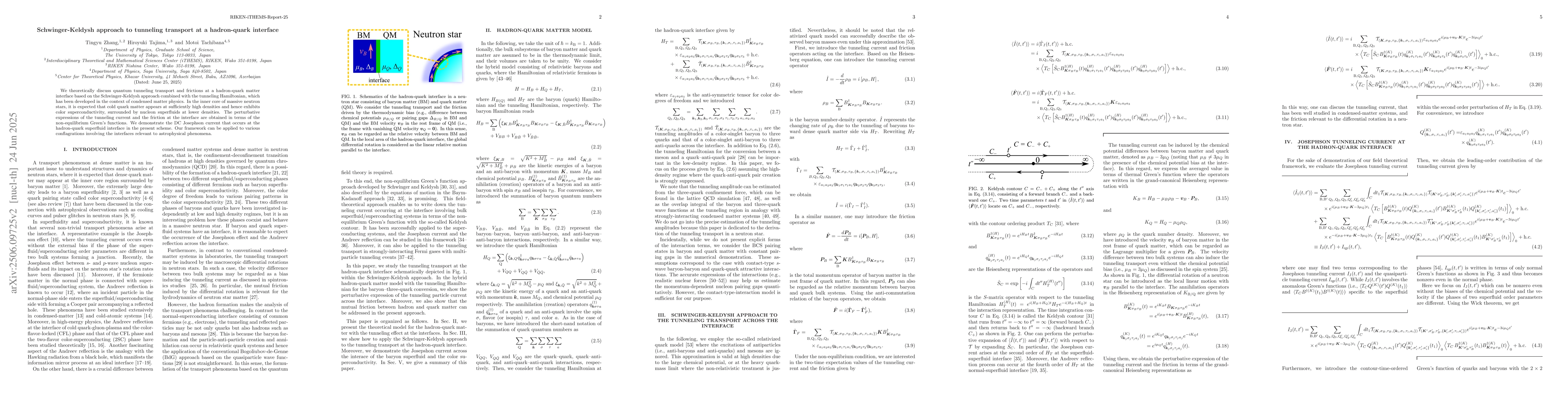 Thumbnail for Schwinger-Keldysh approach to tunneling transport at a hadron-quark
  interface