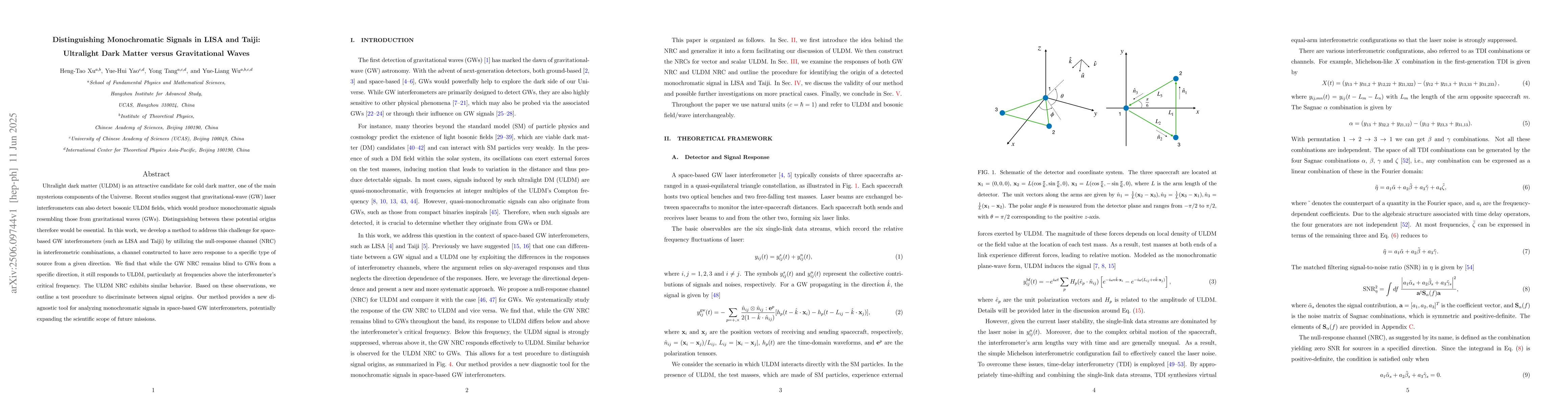 Thumbnail for Distinguishing Monochromatic Signals in LISA and Taiji: Ultralight Dark
  Matter versus Gravitational Waves